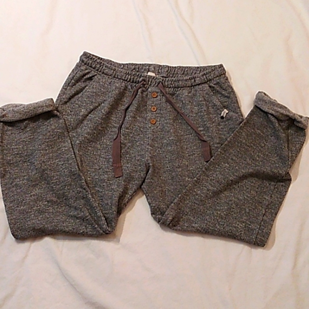 ROXY BUTTON FRONT ROLLED CUFF HEATHER GRAY COMFY PANTS - Picture 4 of 6